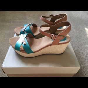 Clarks Caslynn Regina Wedge Sandal Leather Size 7M